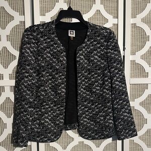 Anne Klein Women's Black and Gray Tweed Jacket M